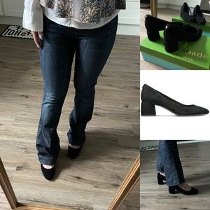 NIB Kate Spade Beverly block heel pump suede round